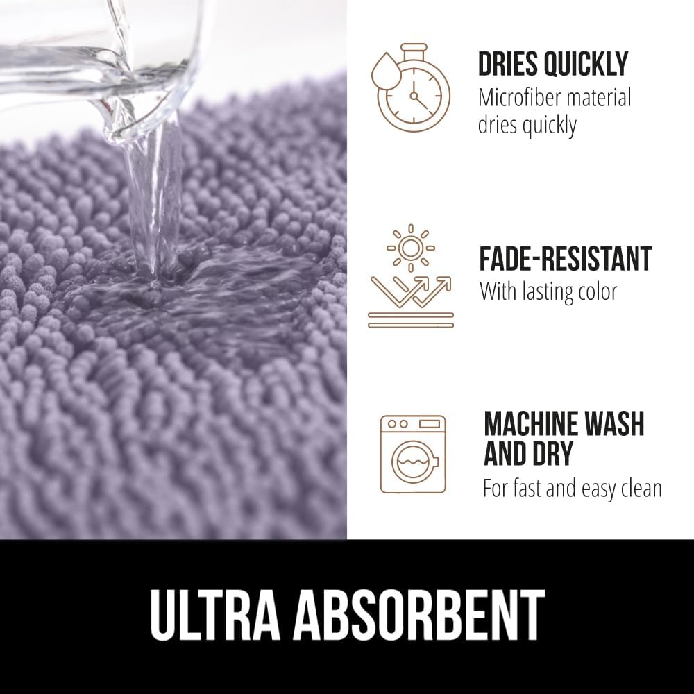 GORILLA GRIP Bathroom Rug Sets, Soft Chenille 2 Piece Area Rugs Set, Toilet Base Mat and 30x20 Carpet, Absorbent Microfiber Washable Mats Dry Quickly, Home Décor and Bath Room Accessories, Lt Purple