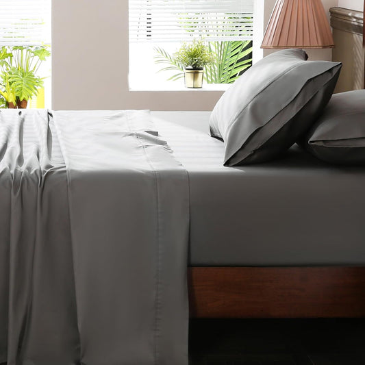Extra Deep Pocket Queen Sheets 18-24 Inch 1000 Thread Count 100% Egyptian Cotton Sateen Weave Soft Breathable 4 Pieces（Queen,Dark Grey）