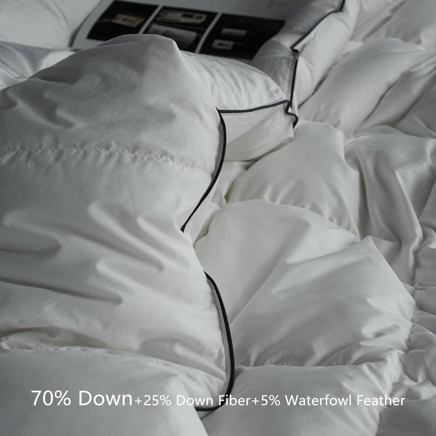 Luxury Down Fiber Comforter Oversized King Size - High Fill Power Medium Warmth for All Season Duvet Insert - Light Weight, Lvory White (120" x 98")