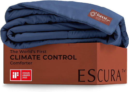 ESCURA Tw® Climate Control Comforter, Twin/Twin XL, German Patented PCM Down Alternative All-Season Design for Hot Sleepers & Night Sweats, Bamboo Lightweight Breathable Hypoallergenic Blanket