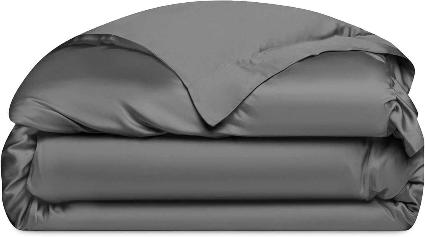 Cozy Earth Luxury Duvet Cover King - 100% Viscose from Bamboo - Ultra-Soft, Cooling & Lightweight Duvet Cover - Temperature-Regulating Bedding with Concealed Zip & Interior Snap Closures - Charcoal