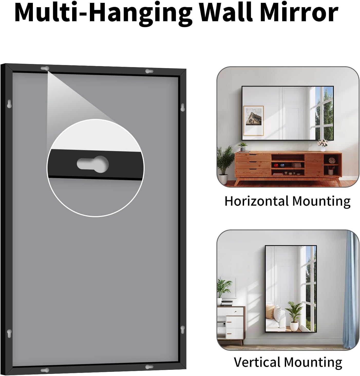 Koonmi Black Framed Bathroom Mirror - Shatterproof 36"x60" Tempered Glass, HD No Distortion, Horizontal/Vertical Mount, Modern Matte Aluminum Alloy Frame