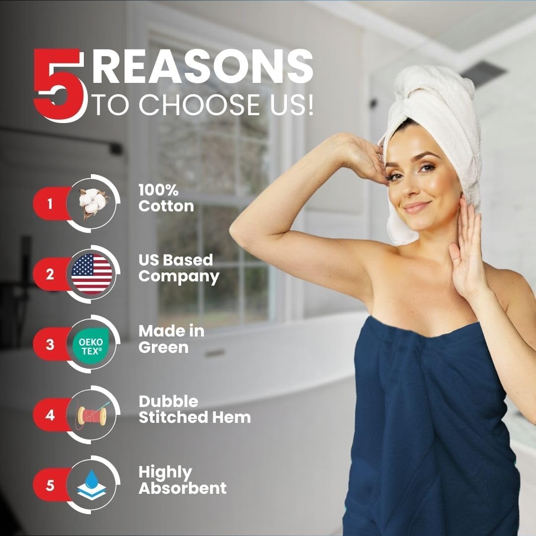 Infinitee Xclusives – Luxury Bath Sheets Towels – 1 Pack 600 GSM (35X70 Inches) – 100% Ring Spun Cotton Large Bath Towels for Bathroom (Tranquil Navy, Bath Sheets - Pack 1)