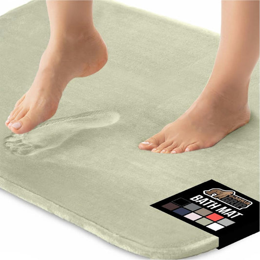 GORILLA GRIP Memory Foam Bath Mat, Soft Absorbent Velvet Bathroom Mats, Durable Dots on Underside, Machine Washable Bathmat, Carpet Rug Room Decor for Shower Tub Floor RV, 36x24 Rugs, Sage