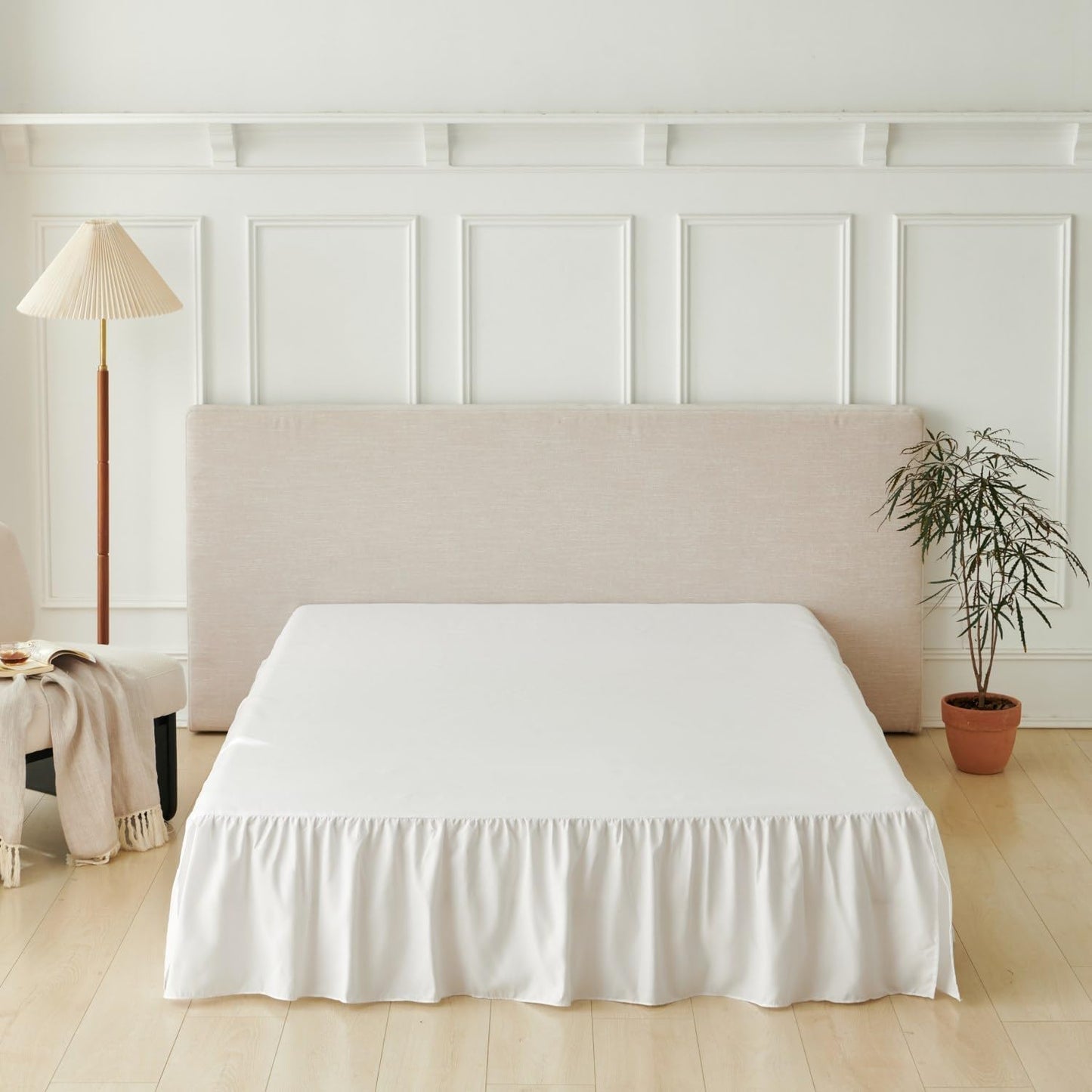 Bed Skirt Full Size Ruffled Bed Skirt with Split Corners, Full Bed Skirts 12 Inch Drop with Platform, White, 12'' Full