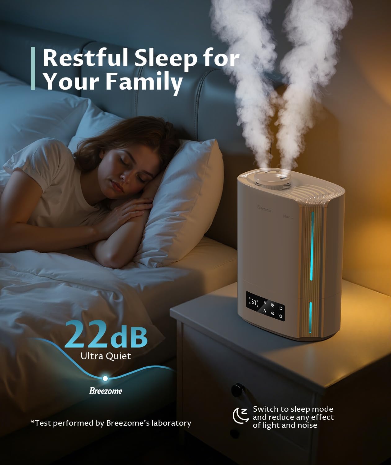 BREEZOME 6L Humidifiers for Bedroom Large Room & Essential Oil Diffuser, Ultrasonic Top Fill Cool Mist Humidifiers for Baby, Plants, Nursery Last up to 60 Hours, Smart Humidistat Control, Quiet, White