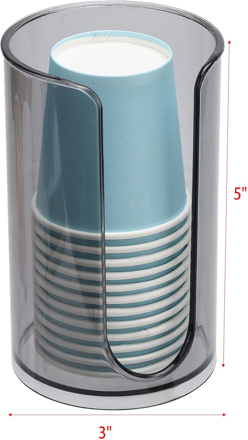LoveBB Small Paper Cup Dispenser - Disposable Cup Storage Holder for Bathroom Vanity Countertop's Rinsing/Mouthwash Cups, Black