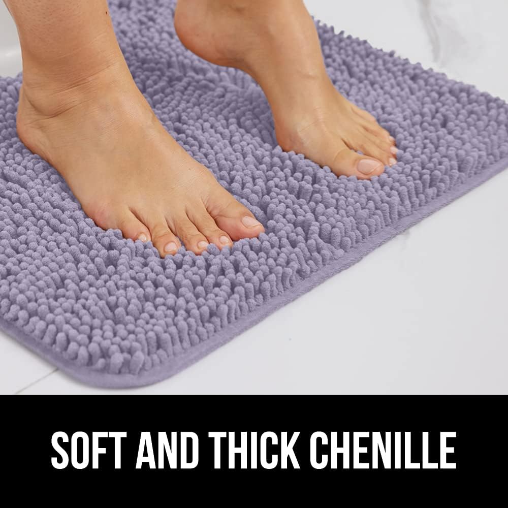 GORILLA GRIP Bathroom Rug Sets, Soft Chenille 2 Piece Area Rugs Set, Toilet Base Mat and 30x20 Carpet, Absorbent Microfiber Washable Mats Dry Quickly, Home Décor and Bath Room Accessories, Lt Purple
