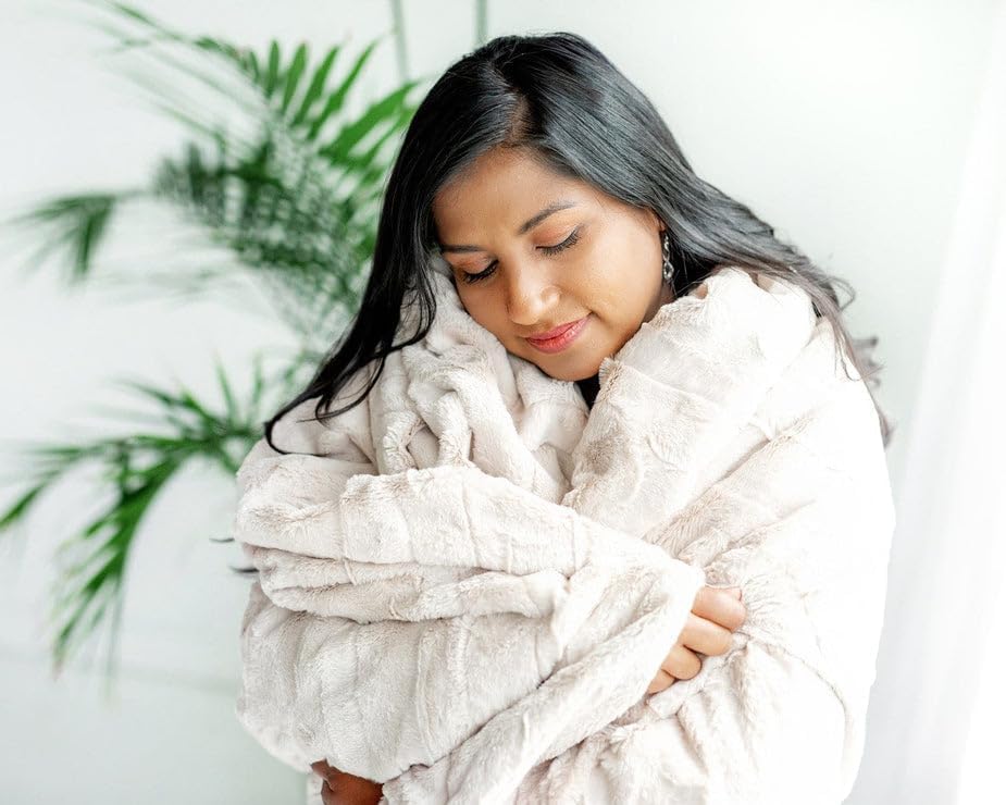 Minky Couture Sorbet Blanket - Ultra-Soft Throw for Silky Smooth Comfort - Premium Decorative Throw - Midweight, Breathable Fabric - Machine Washable Monster, Almond Croissant