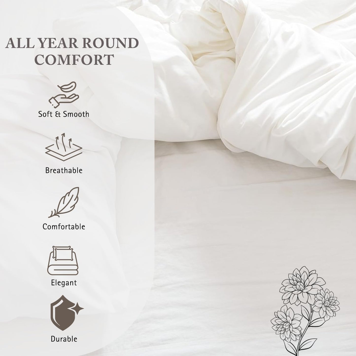 King Duvet Cover 1000 Thread Count 100% Egyptian Cotton Sateen Weave Long Staple White Quilt Cover 3 PC Bedding Set - Comforter Cover & 2 Pillow Shams with Zipper Closure