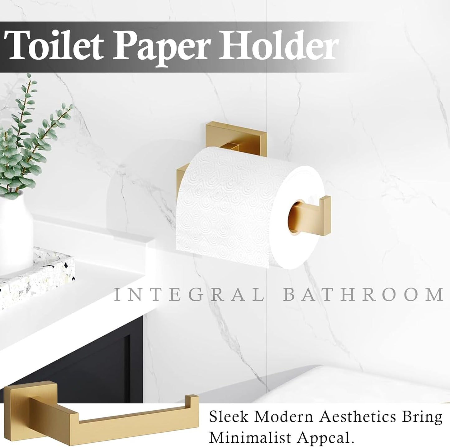 20-Piece Brushed Gold Bathroom Accessories Set – 23.6" Towel Bar, Towel Ring, Toilet Paper Holder & Hooks, Wall Mounted Bathroom Hardware, Rust & Corrosion-Resistant, Ideal for Modern Bathrooms