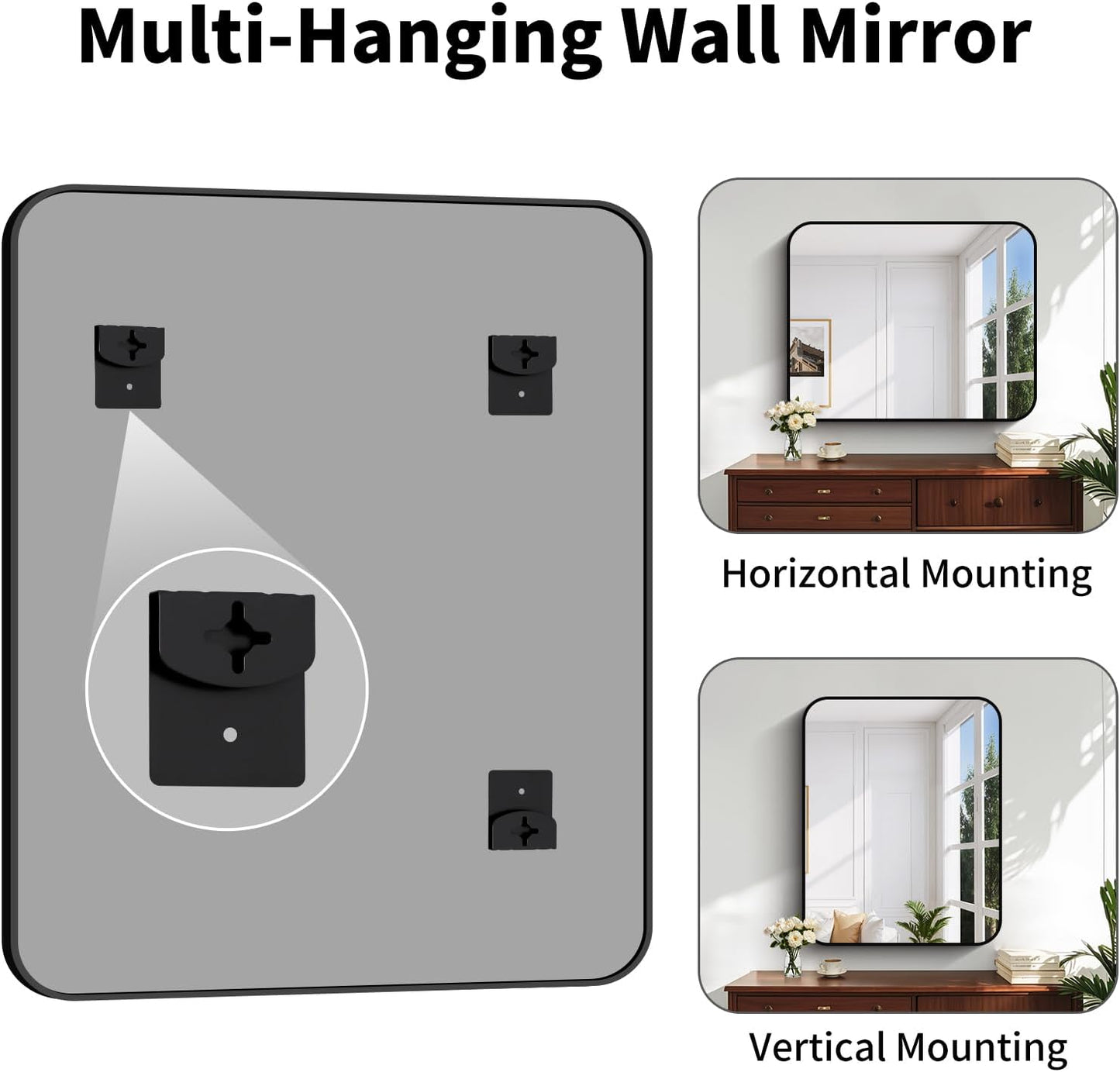 Koonmi Black Framed Bathroom Mirror - 32x40 Inch Shatterproof Tempered Glass Vanity Mirror for Bathroom Sink, Wall Mounted with Matte Aluminum Alloy Frame, No Distortion, Modern Decor