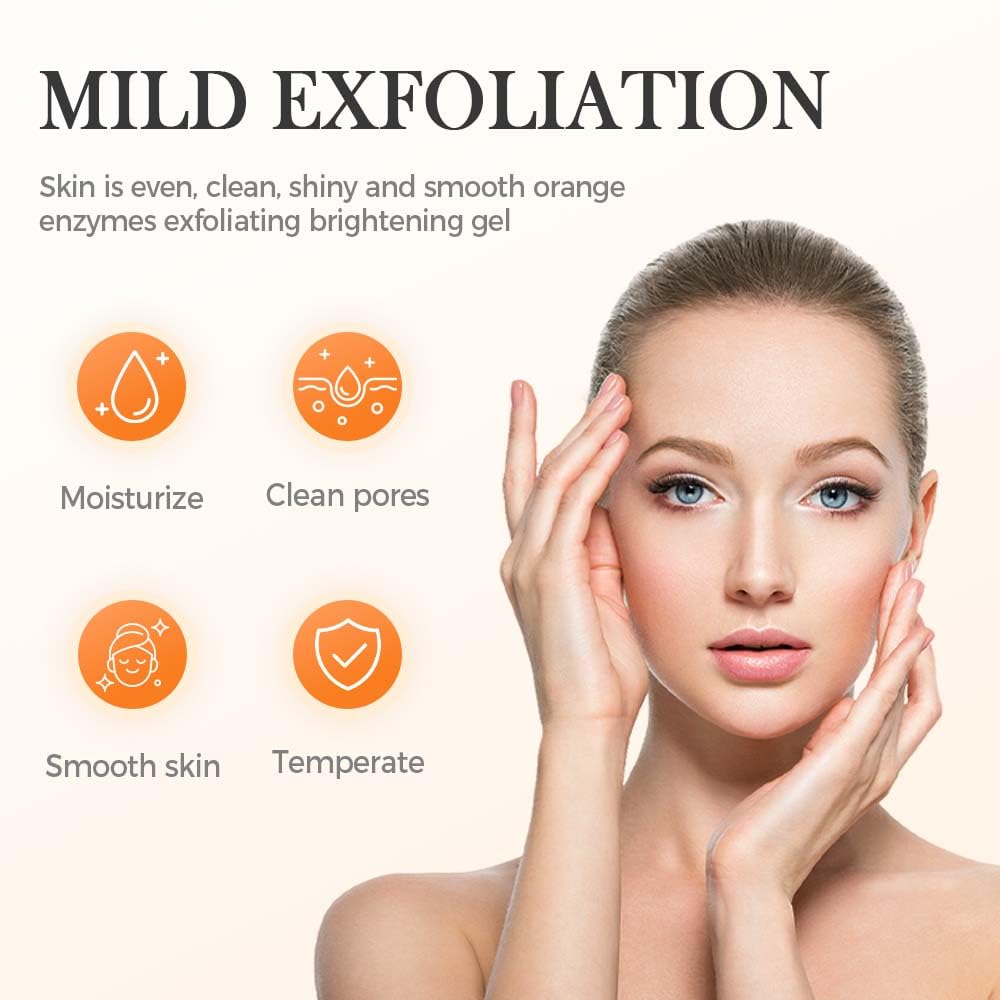 Orange Exfoliating Gel for Face & Body, 2026 Exfoliating Cleansing Gel Scrub, Orange Enzymes Exfoliatings Gels, Deep Clean Pores, Remove Blackheads & Moisturize Skin, All Types Skin (2pcs, 3.38 Fl Oz)