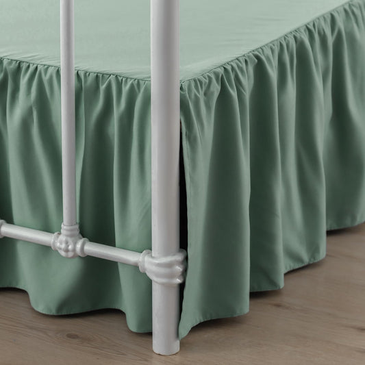 Bed Skirt Full Size Ruffled Bed Skirts with Split Corners, 12 Inch Drop Dust Ruffle Bed Skirt with Platform, Sage Green, Full - 12" Drop