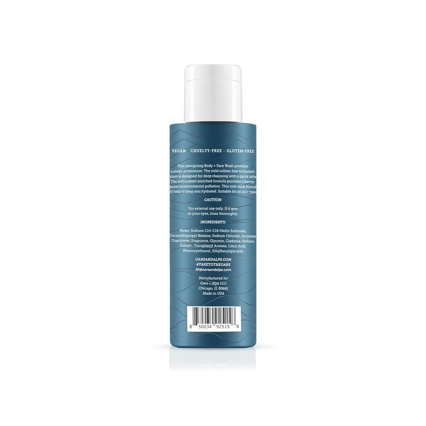Oars + Alps Mens Moisturizing Body and Face Wash, Skin Care Infused with Vitamin E and Antioxidants, Sulfate Free, Alpine Tea Tree, Travel Size 3.4oz, 2 Pack