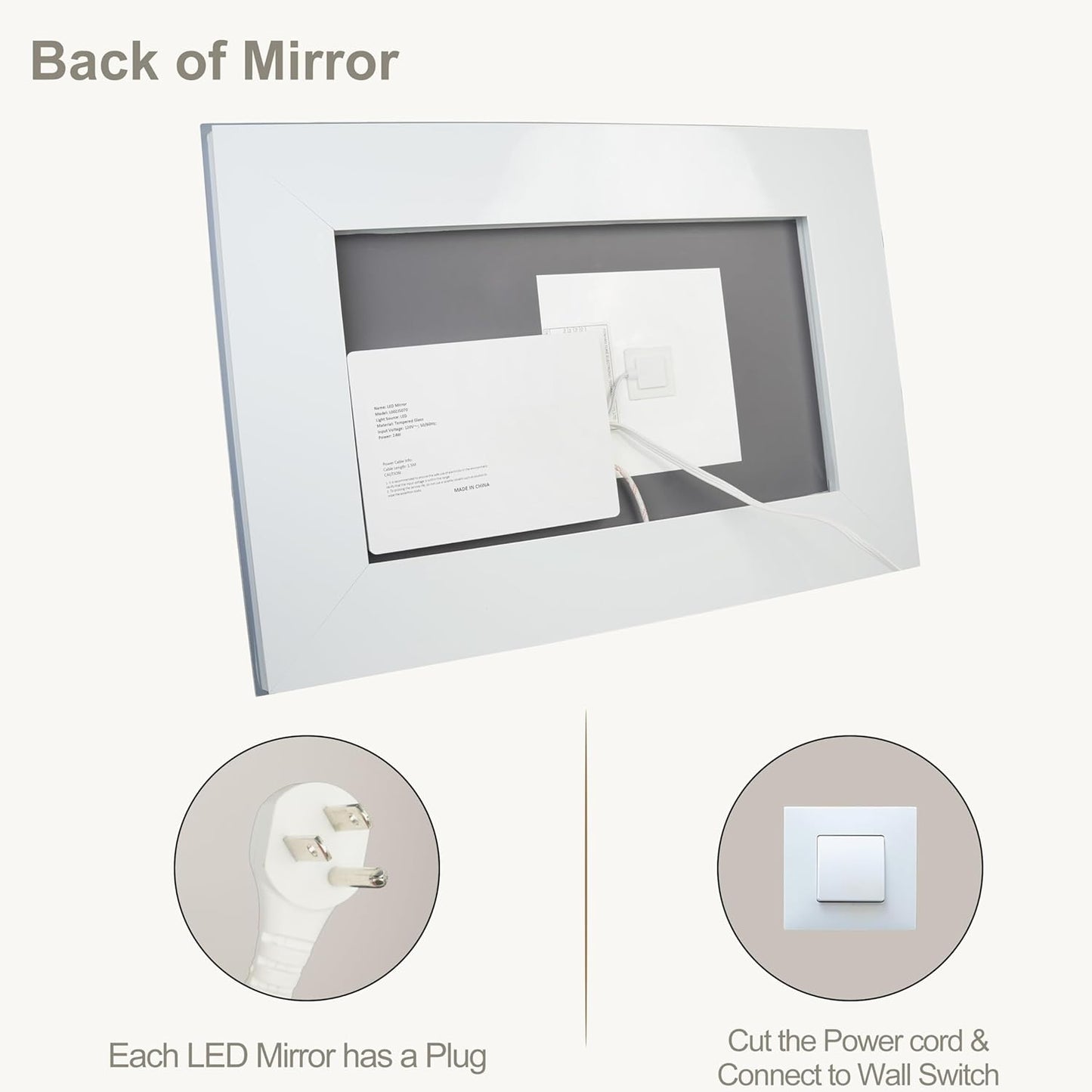 55"x 30" LED Bathroom Mirror with Front and Backlight, Bathroom Vanity Mirror with 3 Color Adjustable, Stepless Dimmable Light, Anti-Fog, Memory Function, Vanity Mirror for Wall(Horizontal/Vertical).