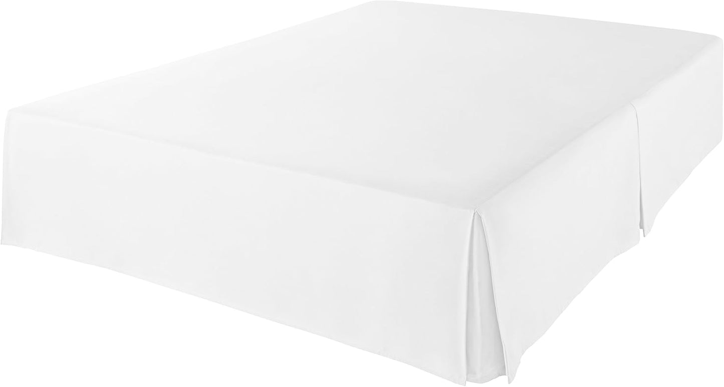 Amazon Basics Lightweight Pleated Bed Skirt, Full, Bright White, Solid