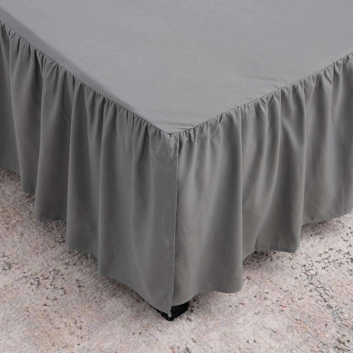 TSUTOMI Bed Skirt Full Size Ruffled Bed Skirt with Split Corners, 18 Inch Drop Dust Ruffle Bed Skirts with Platform, Gathered Style, 100% Microfiber, Grey