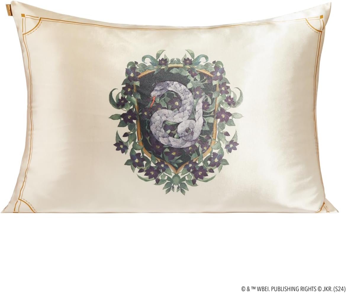 Kitsch x Harry Potter Slytherin Satin Pillowcase w/Zipper for Hair & Skin – Double-Sided, Softer Than Silk, Wrinkle-Free, Machine Washable, Frizz Control, Breakout Prevention - Queen/Standard(19x26)