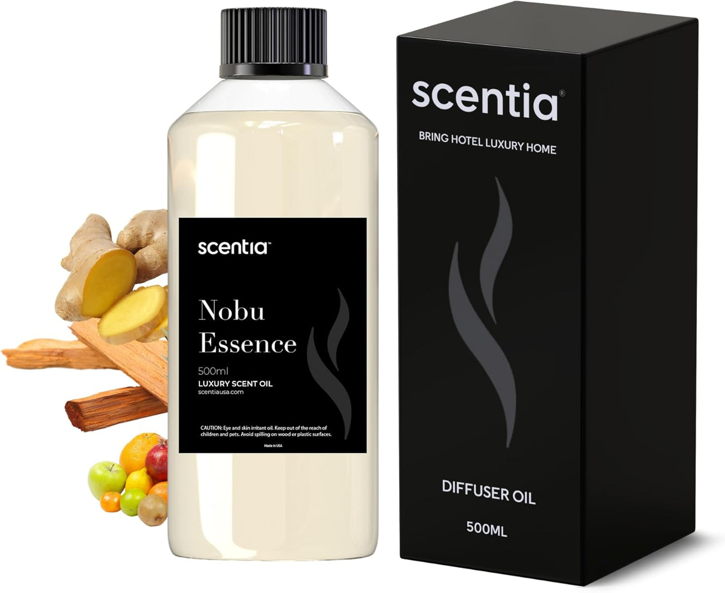 Scentia Hotel Diffuser Oil Inspired by The Nobu Hotel Scent - 500 mL 16.9 fl oz - Essential Oil Blend Jasmine, Lilly, Sandalwood & Fresh Citrus for HVAC Ultrasonic Diffusers - Nobu Essence