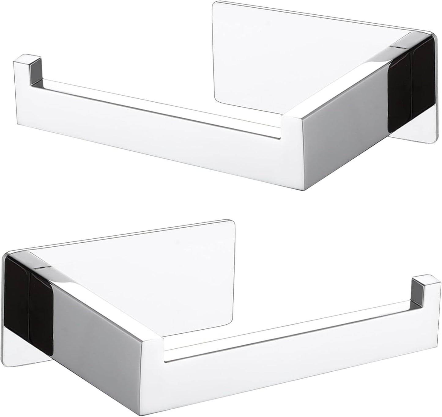LANC Chrome Toilet Paper Roll Holder, Self-Adhesive Tissue Holder Wall Mounted for Bathroom Office Stick On Toilet Paper Holder with Stainless Steel Silver Left and Right 2 Pack, A8307CP-LRP2
