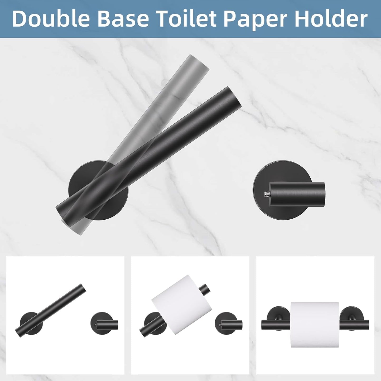 10 Pieces Matte Black Towel Bar Set, Black Bathroom Hardware Set Toilet Paper Holder Towle Racks for Bathroom Upgraded Stainless Steel Bathroom Towel Holder Set Bathroom Accessories