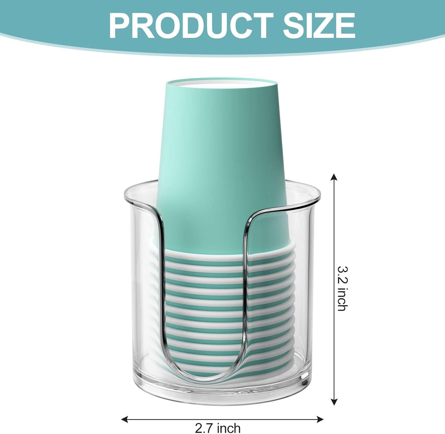 Bathroom Cup Dispenser,Small Disposable Paper Cup Holder,Compact Mouthwash Cups Holder PC Cup Dispenser for Bathroom Vanity Countertop (2 Pack)