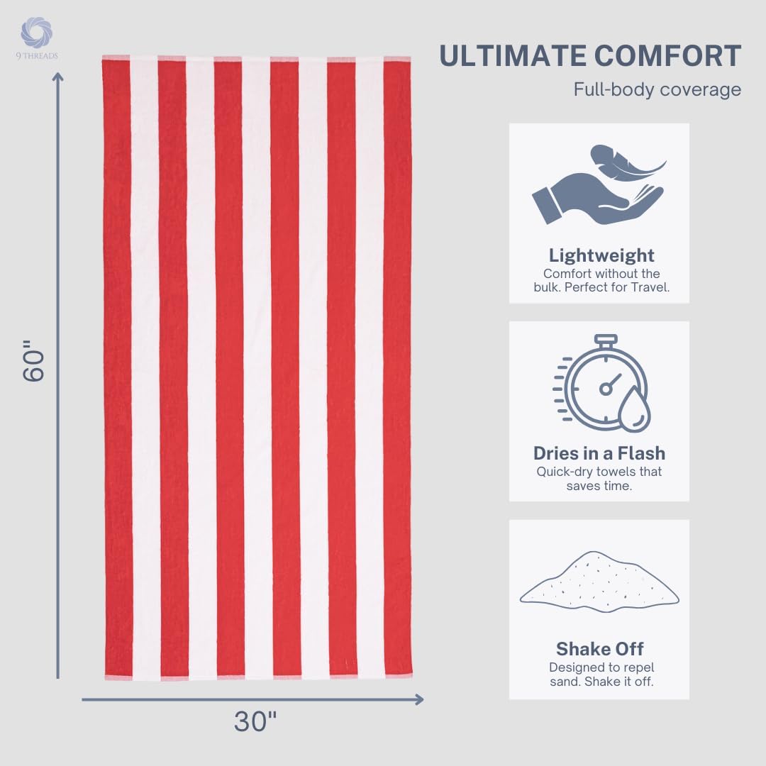Cotton Turkish Beach Towel with Towels Oversized 30"x60" Pool Absorbent Extra Large Quick Dry Sand Travel Towel (Cabana Mix, 6 Pack)