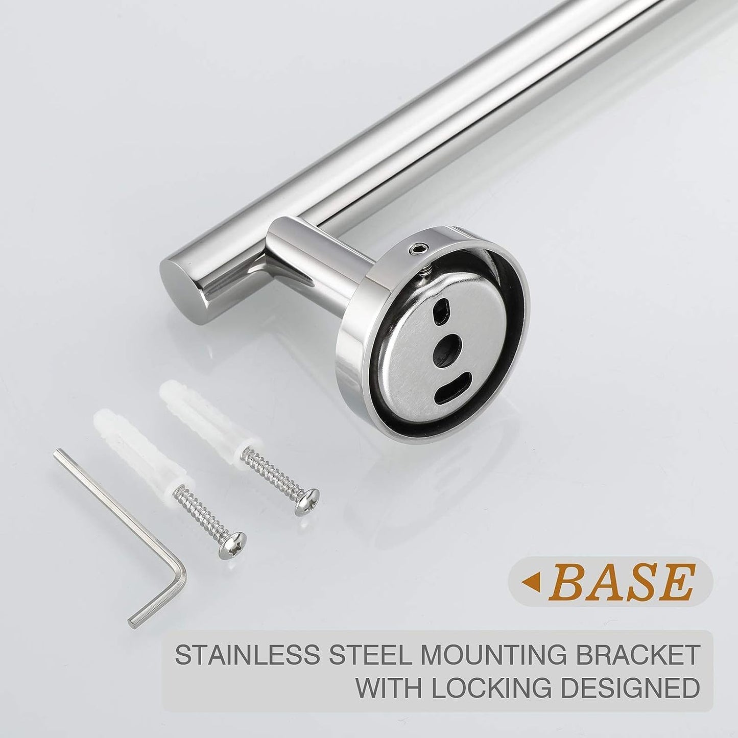 USHOWER Polished Chrome Bathroom Accessories Set, 24-Inch Towel Bar Set Wall Mounted, Durable SUS304 Stainless Steel Bathroom Hardware Set, 4-Piece