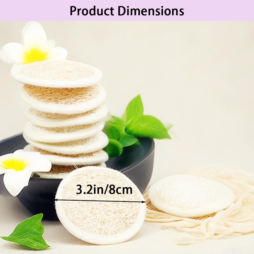 Natural Loofah Exfoliating Face Scrubber,Shower loofah Facial Scrubber exfoliating Pads for Women and Men,Made with Biodegradable Shower loofa Sponge,for Face That Gets You Clean(6 PC)