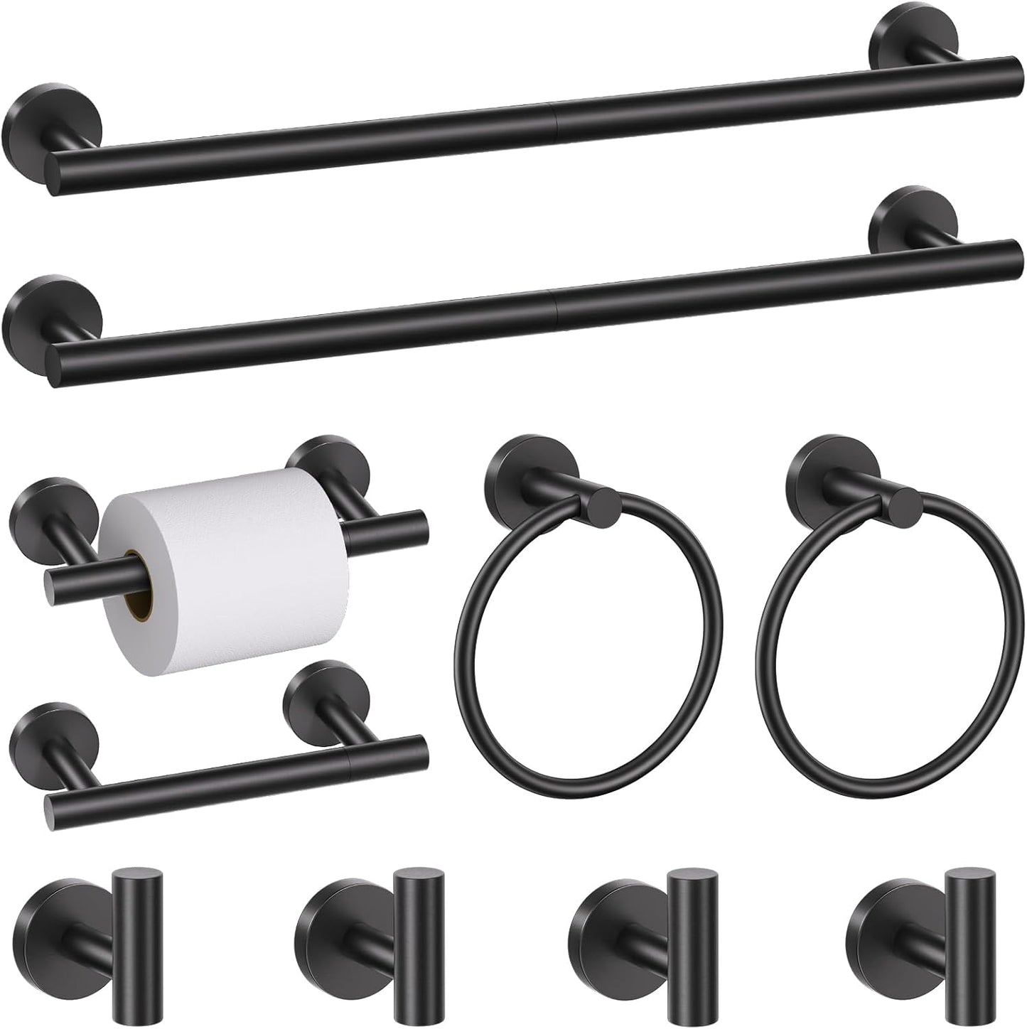 10 Pieces Matte Black Towel Bar Set, Black Bathroom Hardware Set Toilet Paper Holder Towle Racks for Bathroom Upgraded Stainless Steel Bathroom Towel Holder Set Bathroom Accessories