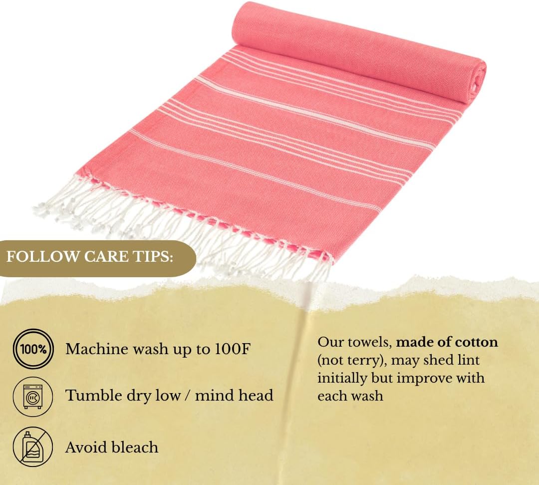 SOULMARK 100% Cotton Turkish Beach Towel with Bag - 38"x71" - 2 Pack - Made in Green & Oeko TEX Certified - Pre-Washed & Sand Free - Quick Dry and Lightweight for Travel - Made in Turkey - Salmon Red
