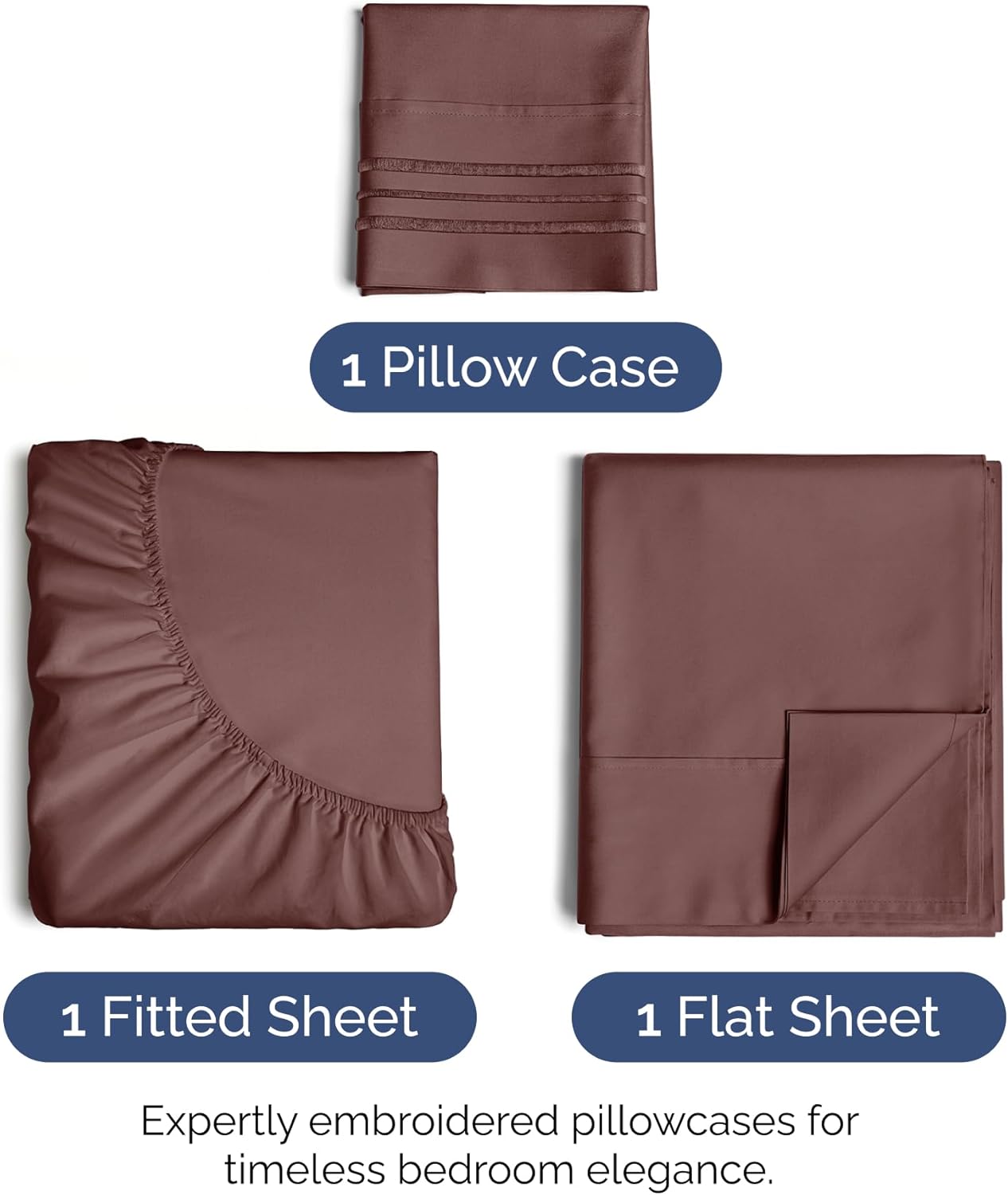 Full Size 4 Piece Sheet Set - Extra Soft, Breathable & Cooling Sheets - Hotel Luxury Durable Bed Sheets for Women & Men - Deep Pockets, Easy-Fit & Wrinkle-Free Sheets - Dark Russet Oeko-Tex Bed Sheets