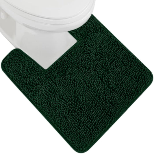 GORILLA GRIP Plush Absorbent Shaggy Chenille Bath Rug Mat for Square Toilet Base with Rubber Backing, Machine Washable Rugs, Soft Microfiber Contour Mats for Toilets, Bathroom Decor, Hunter