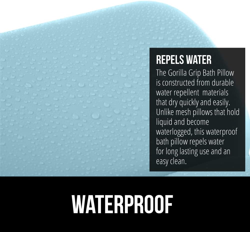 GORILLA GRIP Bath Pillow for Tub, Improved Suction Cups, Luxury Bathtub Pillows, Headrest for Neck and Back Support, Relaxing Home Spa, Hot Tubs and Bathroom Essentials, Gifts for Women, 2 Panel Blue