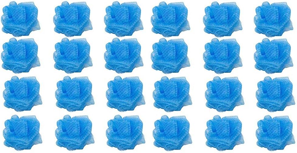 24 Blue Bath or Shower Sponge Loofahs Pouf Mesh Wholesale Bulk Lot