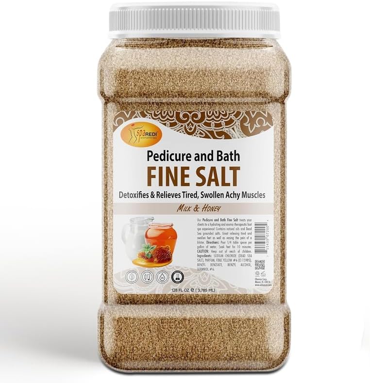 SPA REDI - Detox Foot Soak Pedicure and Bath Fine Salt, Milk and Honey, 128 Oz - Made with Dead Sea Salts, Argan Oil, Coconut Oil, and Essential Oil - Hydrates, Softens and Moisturizes