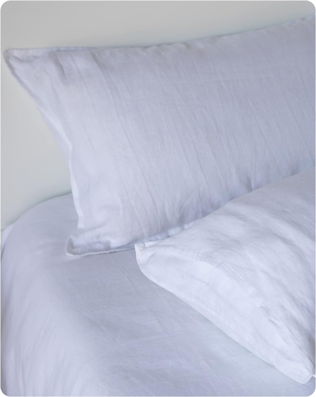 XZ XIFA Standard Pillowcases - 2 Pack - Envelope Closure - 100% Natural Washed French Flax, Breathable, Durable, Textured Pillow Covers 20"x26"(Standard, White)