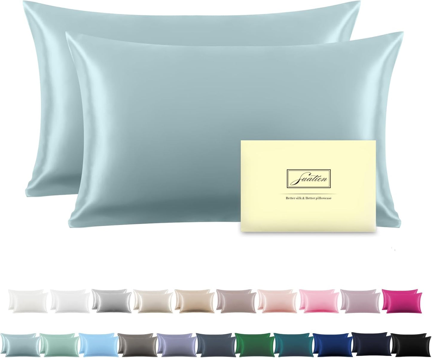 Silk Pillowcase for Hair and Skin, Soft, Breathable and Sliky Pillow Case, Both Sides Natural Mulberry Silk Pillowcases with Hidden Zipper (Standard Size 20"X 26")