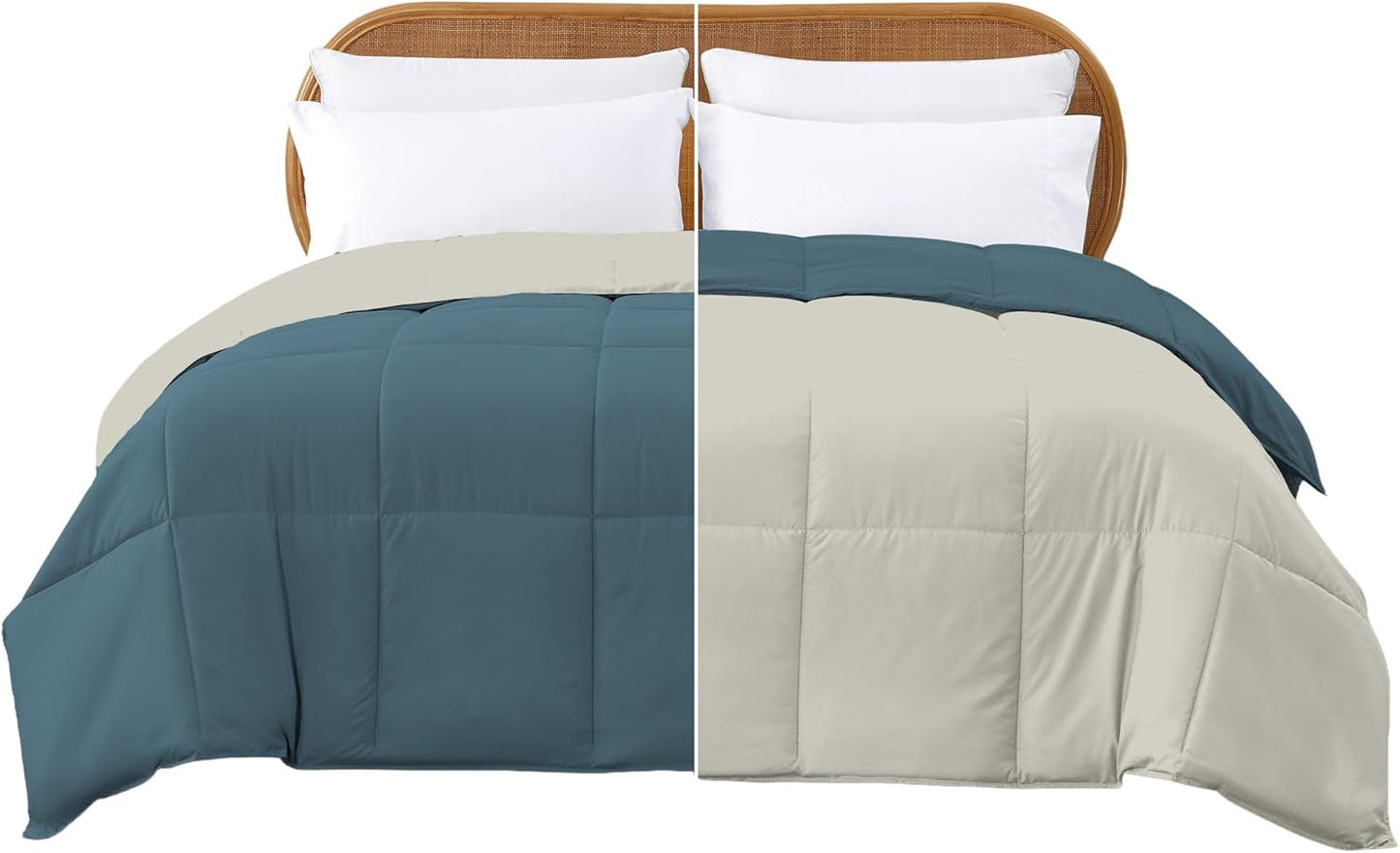 Modern Threads Down Alternative Reversible Comforter Teal/Beige California King