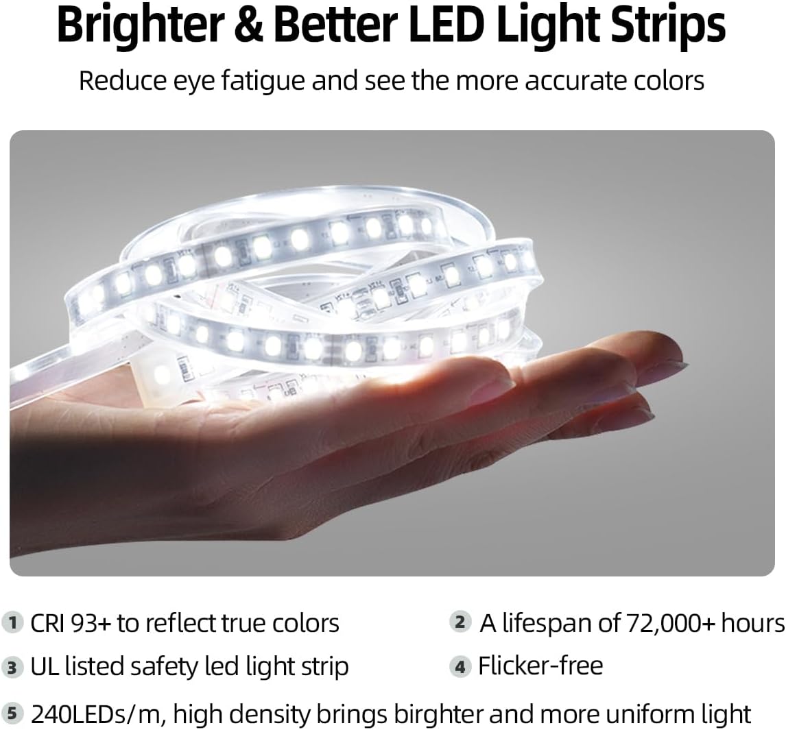 32" x 20" Arched LED Bathroom Mirror, Frameless, Backlit Vanity Mirror with Lights, Wall Mounted Lighted Mirror, Dimmable 3-Color Shatter-Proof Arch Smart Mirror, UL-Listed, CRI≥93