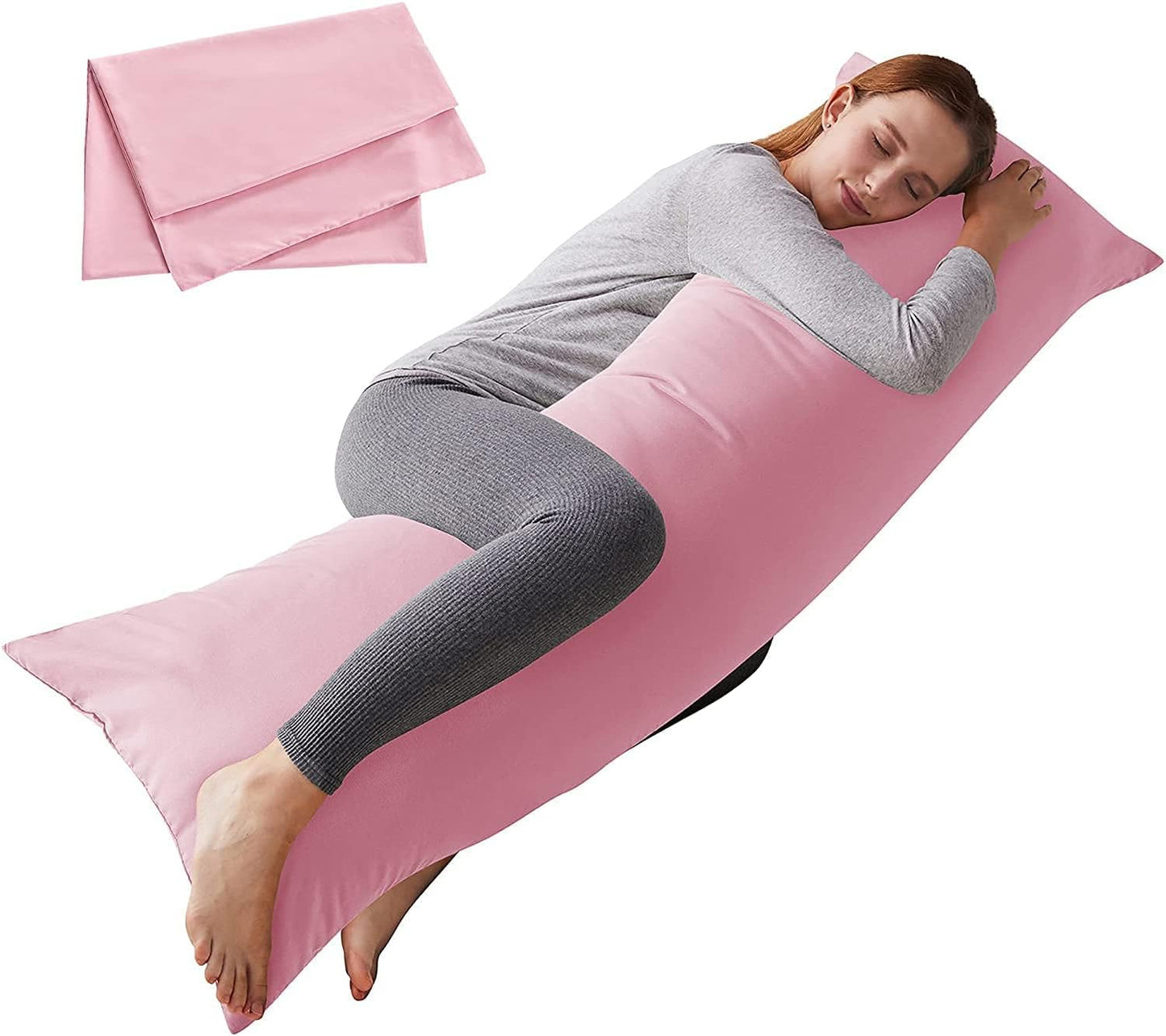 ELNIDO QUEEN Body Pillow with Pillowcase - Soft Long Bed Pillow for Adults - Breathable Full Body Pillow Insert for Sleeping, 20x54inches - Pink