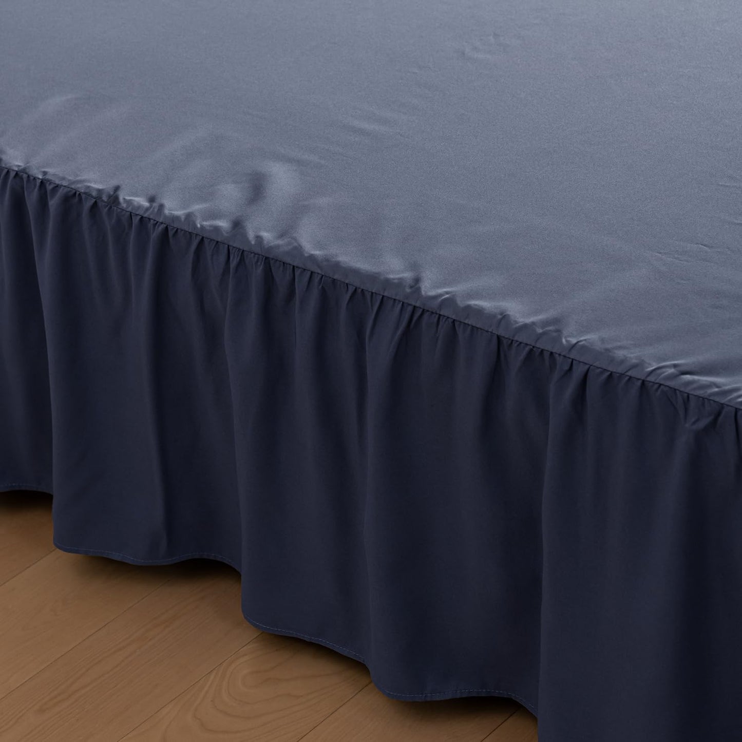 Bed Skirt Queen Size Ruffled Bed Skirt with Split Corners, 12 Inch Drop Dust Ruffle Bed Skirt with Platform,Blue