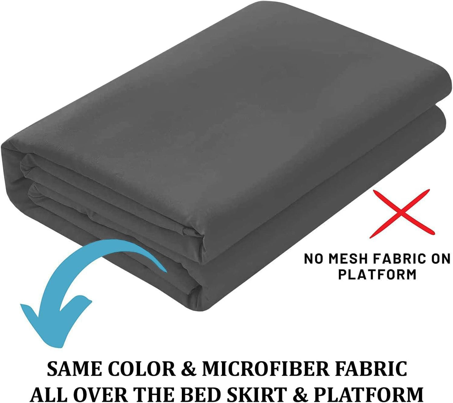 Ruffled Bed Skirt with Split Corners, Dark Grey, Full 18 Inch Drop Bedskirt, Hotel Quality Brushed Microfiber Wrinkle Free Dust Ruffle Bed Skirt Full Size