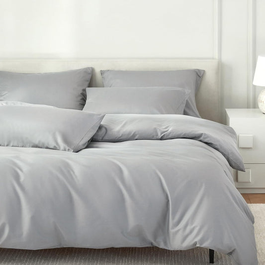 Duvet Cover King,100% Egyptian Cotton Duvet Cover Set,1600 Thread Count Feel Super Soft Comfortable Chic Lightweight 3 PCs Home Bedding Set (Grey,104''x90'')