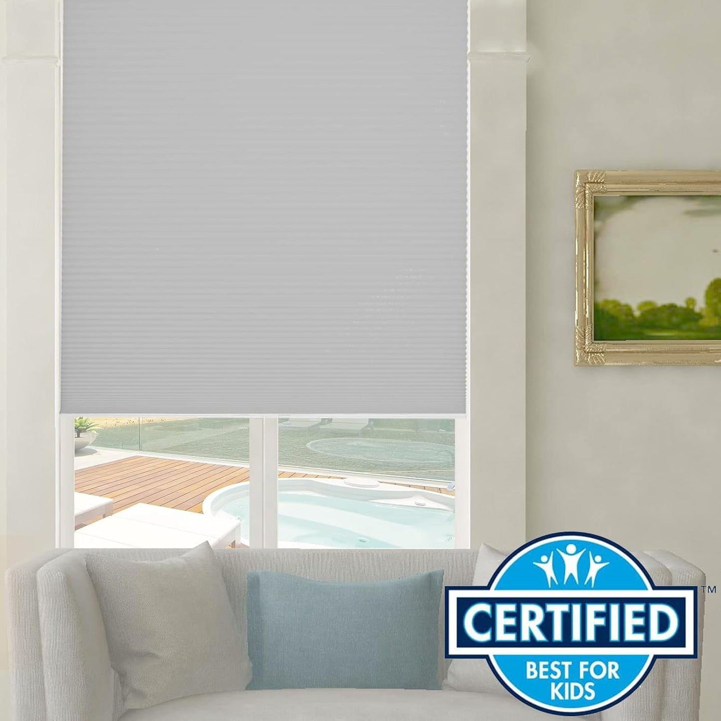 Persilux Light Filtering Cellular Blinds for Windows Pleated Cordless Roller Shades Room Darkening UV Protection Honeycomb Shades for Home, Windows and Bedroom, Dark Grey, 58" W x 54" H