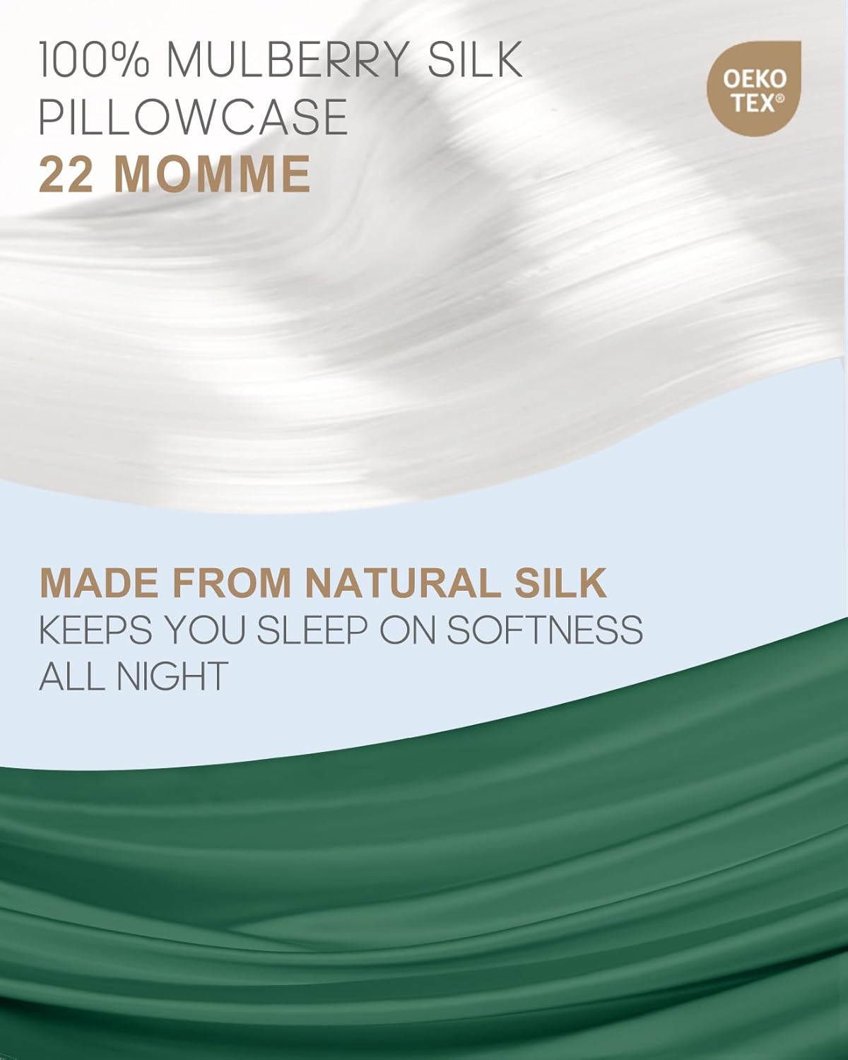 THXSILK 100% Pure Mulberry Silk Pillowcase for Hair and Skin, 6A+ Grade 22 Momme Silk Pillow Case Queen Size 20"x30", Real Silk Pillowcase with Zipper, Anti Aging Acne Free (Emerald Green)