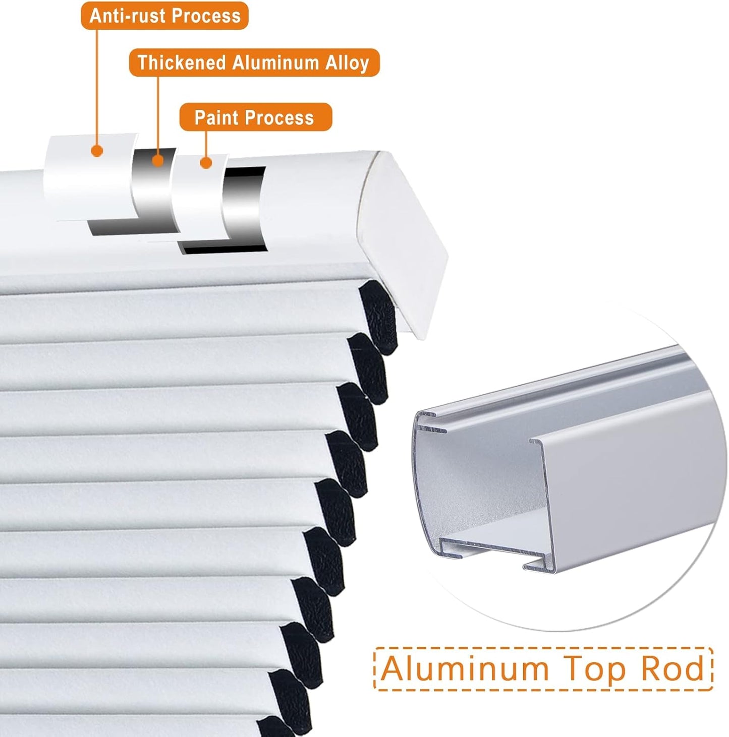 Persilux 100% Blackout Cordless Cellular Shades & Blinds Honeycomb Blinds Bottom up Thermal Insulated Window Shades for Home, Windows and Kitchen, White, 70" W x 48" H