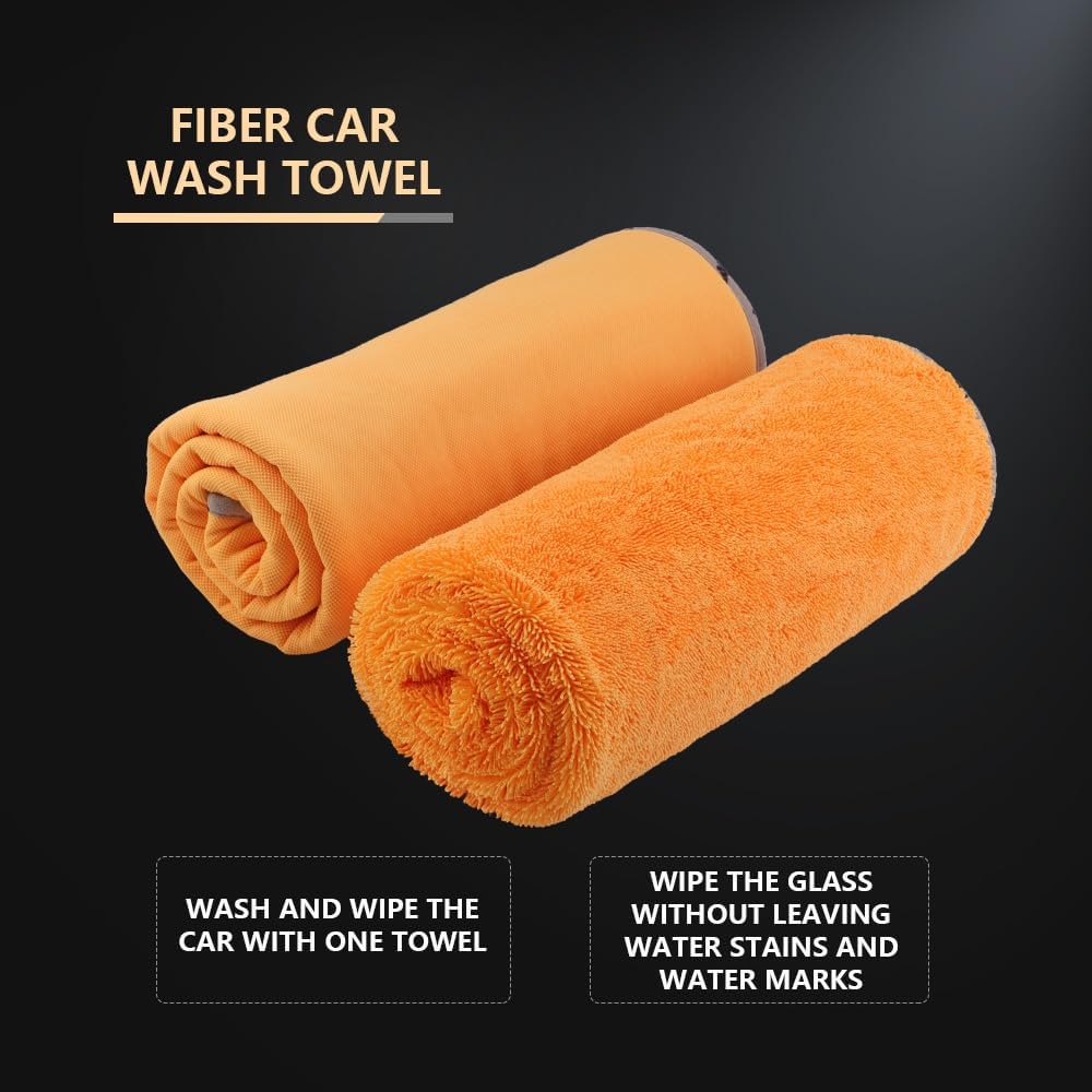 SPTA Drying Towel, Car Wash Drying Towel for Spotless Shine, Highly Absorbent, Scratch Free Large Microfiber Towel for Car wahing, 29.1 x 35 inch, Orange-MT031