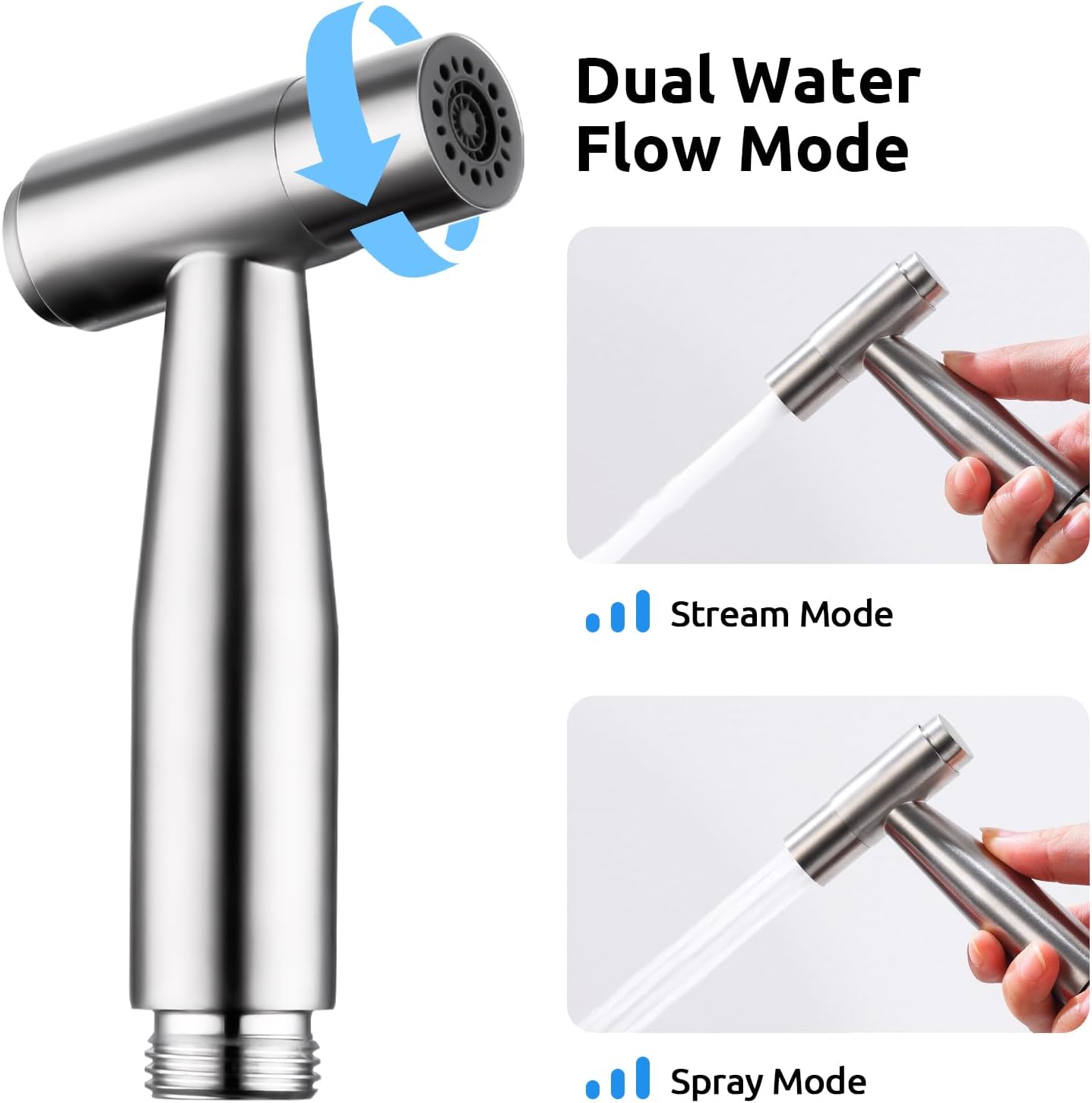 Arofa Hands-Free Handheld Bidet Sprayer for Toilet, Jet Spray Adjustable Water Flow Muslim Shower with Bidet Hose, Stainless Steel Toilet Faucet Kit for Baby Cloth Diaper Cleaning